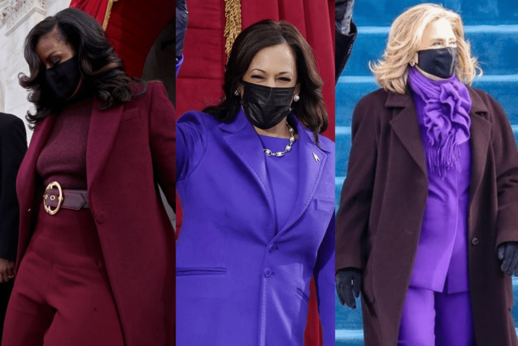 3 nữ chính trị gia Michelle Obama,  Women's Agenda Kamala Harris và Hillary Clinton đều lựa chọn trang phục màu tím trong lễ nhậm chức Tân Tổng thống Mỹ Biden